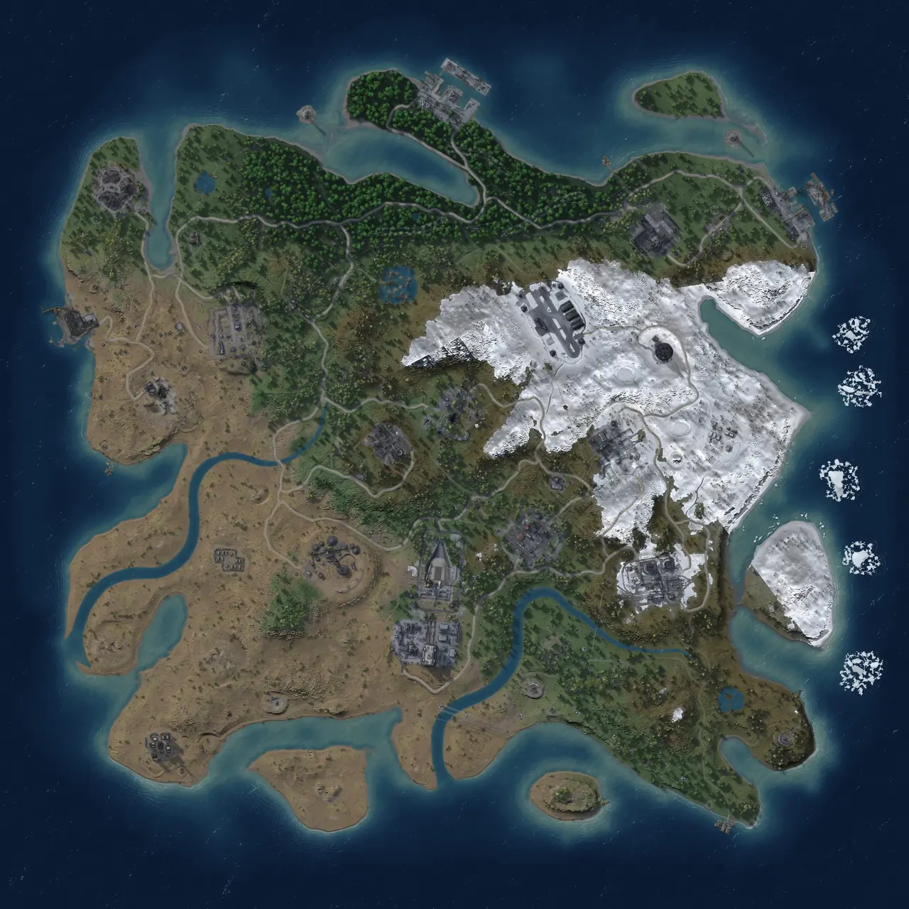 Rust Map: Procedural Map, Size: 3500, Seed: 1203142006, 19 Monuments