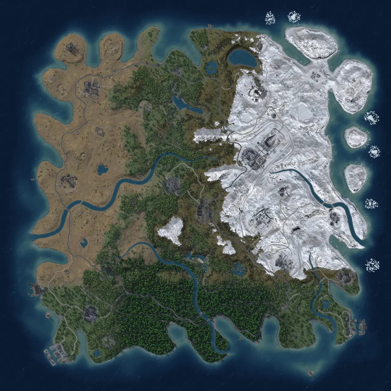 Rust Map: Procedural Map, Size: 4500, Seed: 865977, 19 Monuments