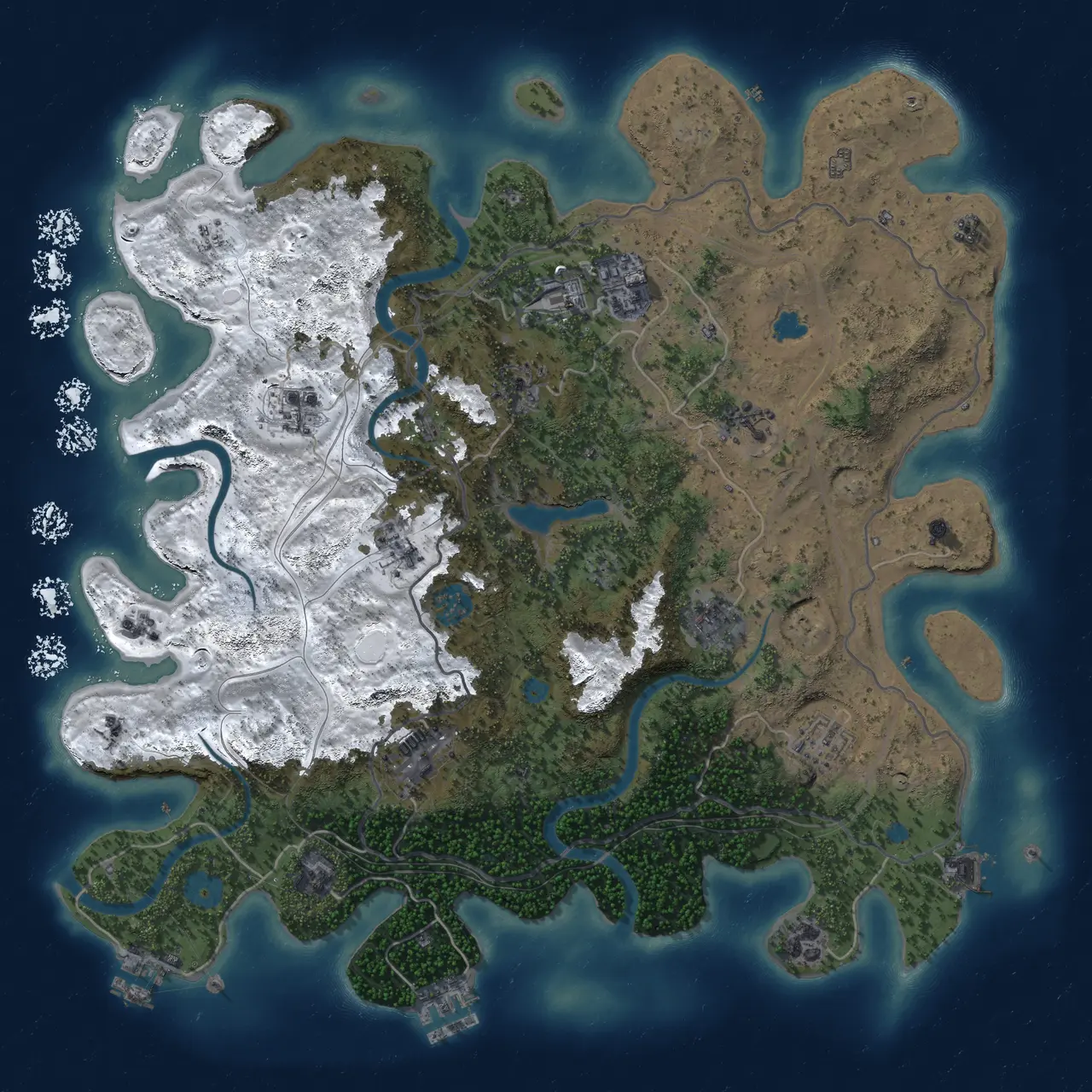 Rust Map: Procedural Map, Size: 4250, Seed: 488137604, 19 Monuments