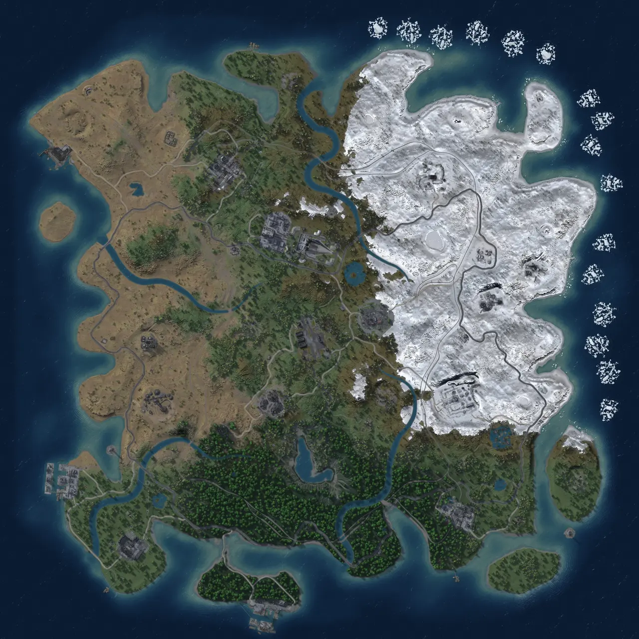 Rust Map: Procedural Map, Size: 4250, Seed: 1346120211, 19 Monuments