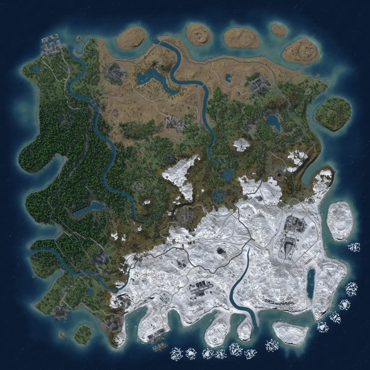 Rust Map: Procedural Map, Size: 4500, Seed: 615225553, 18 Monuments