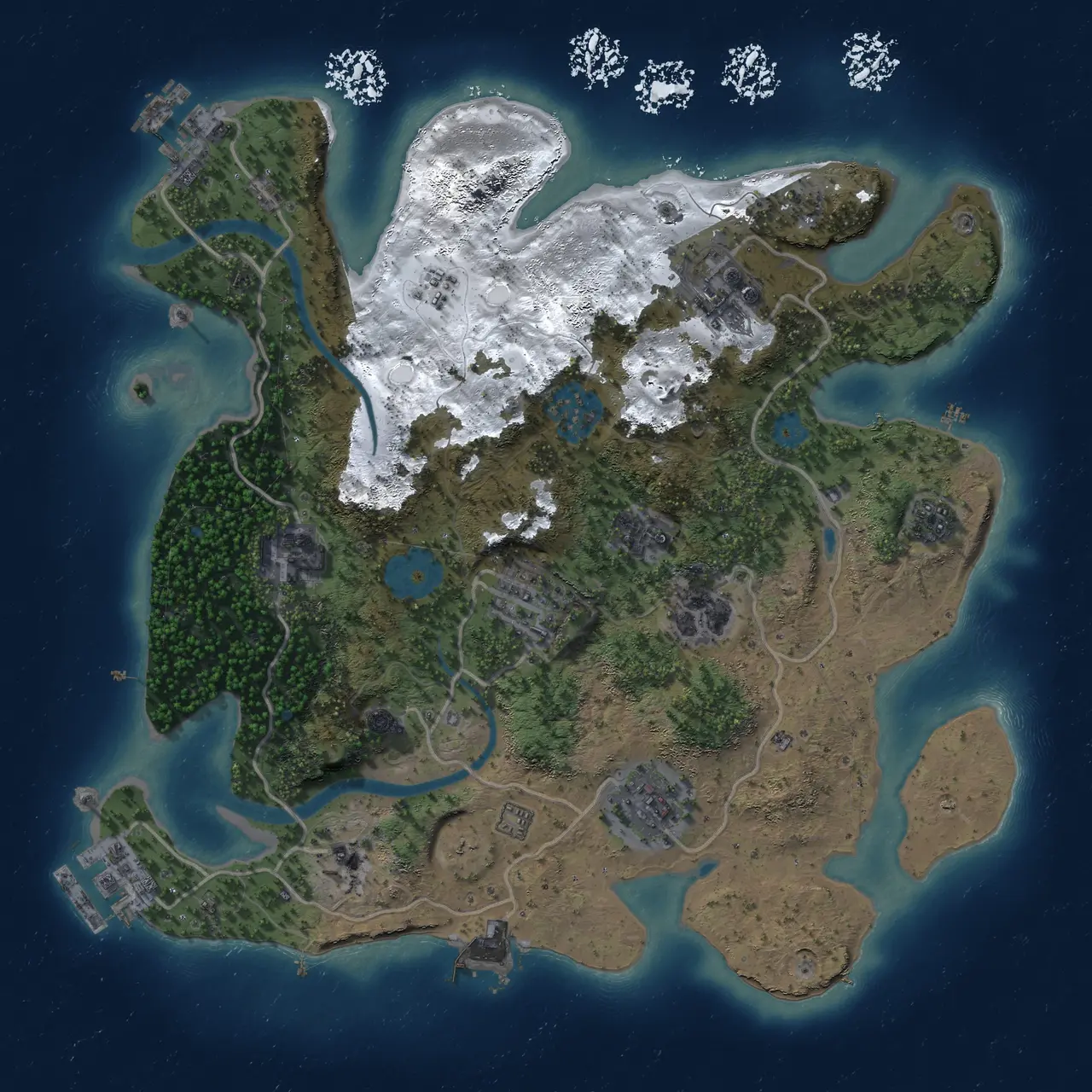 Rust Map: Procedural Map, Size: 3000, Seed: 90996788, 14 Monuments