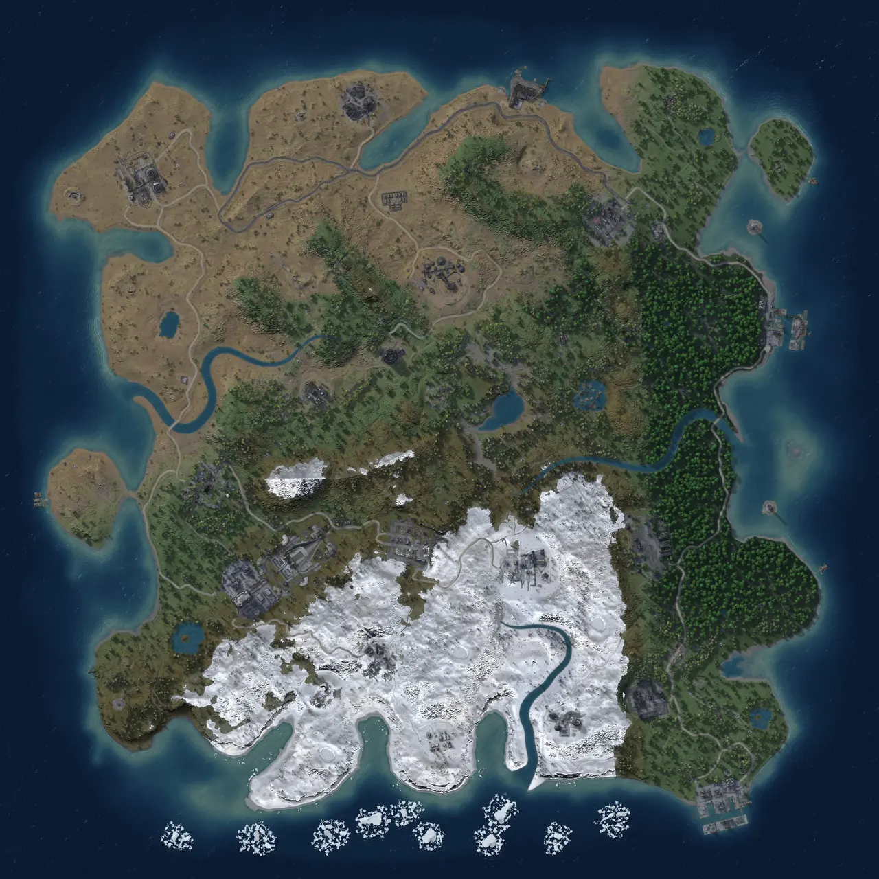 Rust Map: Procedural Map, Size: 4000, Seed: 1613250650, 19 Monuments