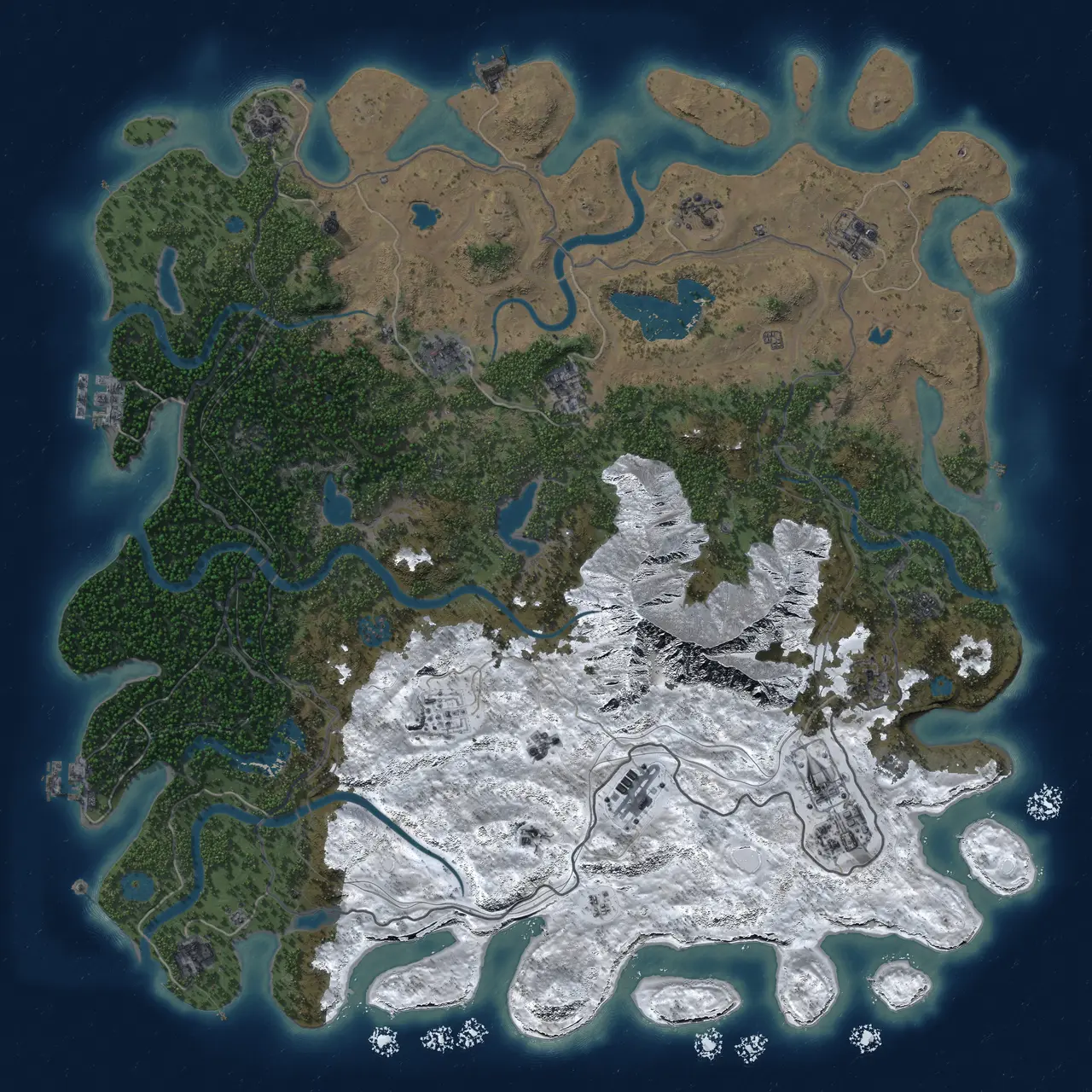 Rust Map: Procedural Map, Size: 5000, Seed: 1870179506, 19 Monuments