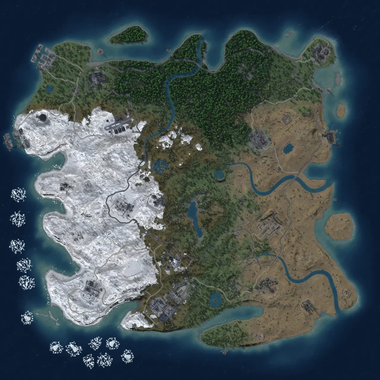 Rust Map: Procedural Map, Size: 4000, Seed: 1881678901, 19 Monuments
