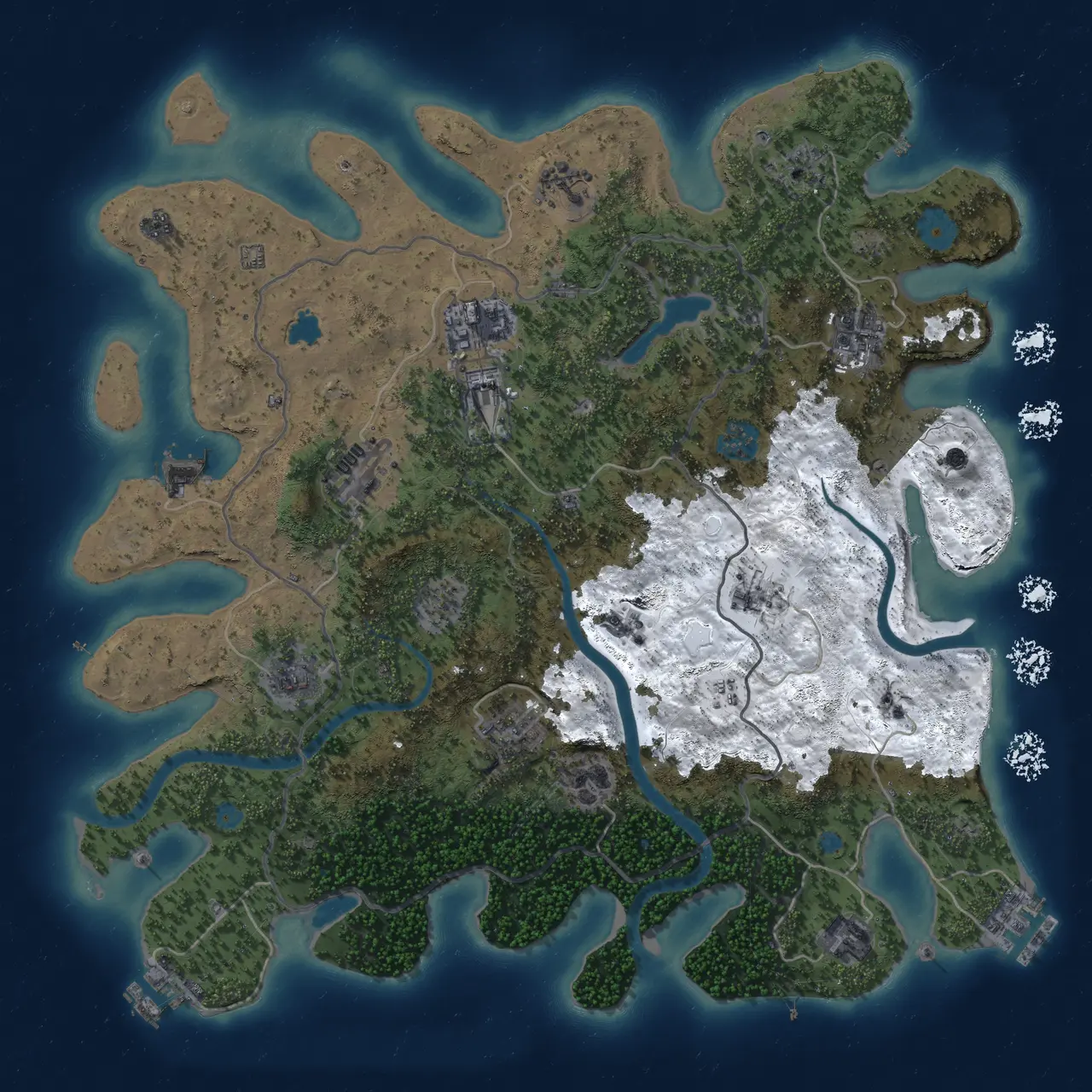 Rust Map: Procedural Map, Size: 4000, Seed: 1542126744, 19 Monuments