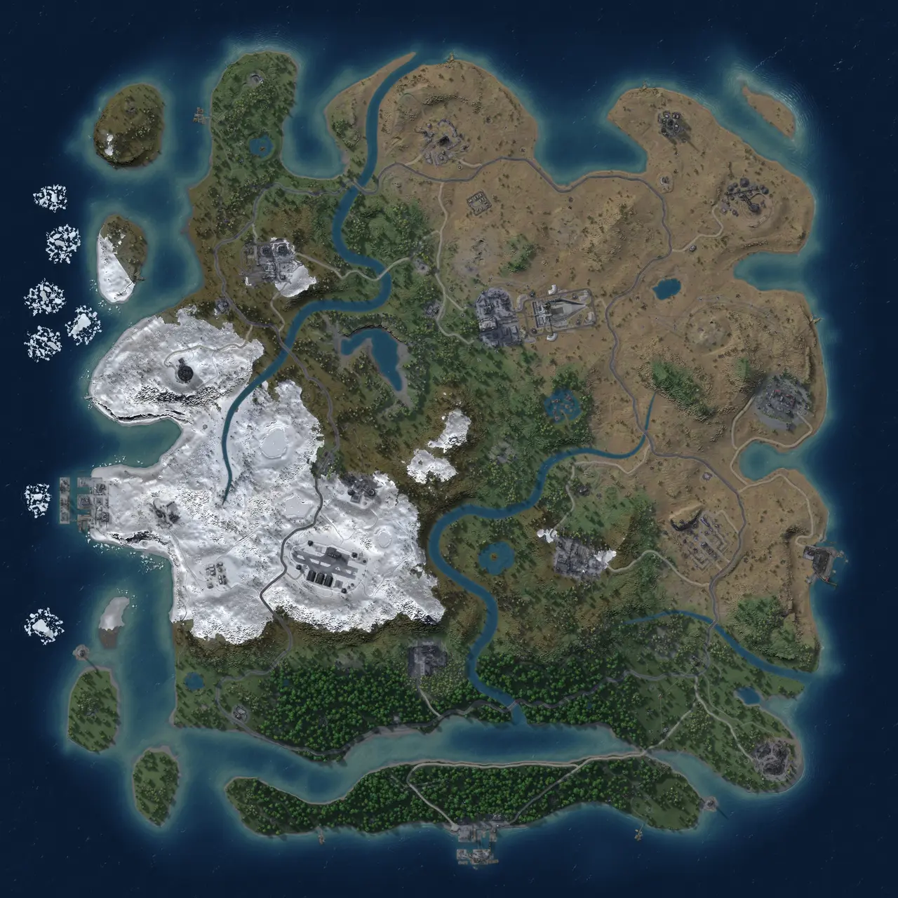 Rust Map: Procedural Map, Size: 4000, Seed: 1533990832, 19 Monuments