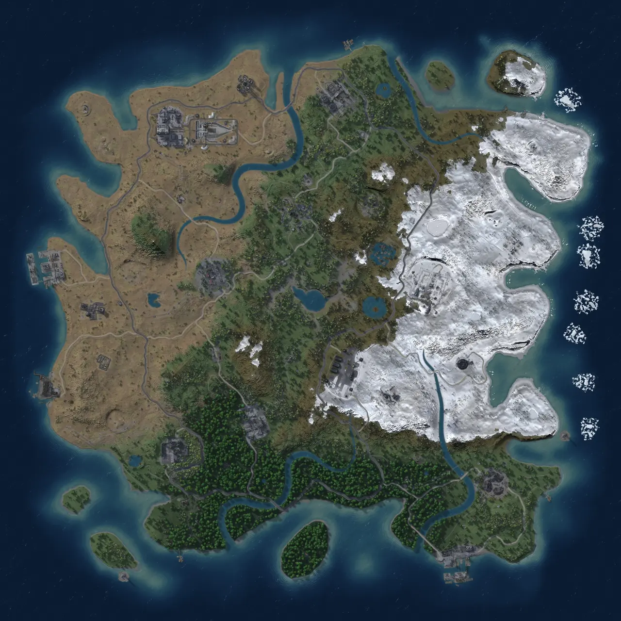 Rust Map: Procedural Map, Size: 4000, Seed: 815624629, 18 Monuments