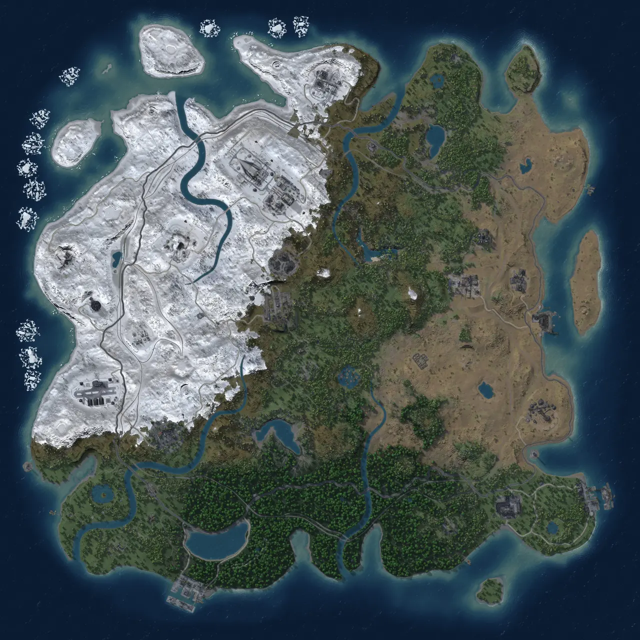Rust Map: Procedural Map, Size: 4500, Seed: 48963860, 19 Monuments