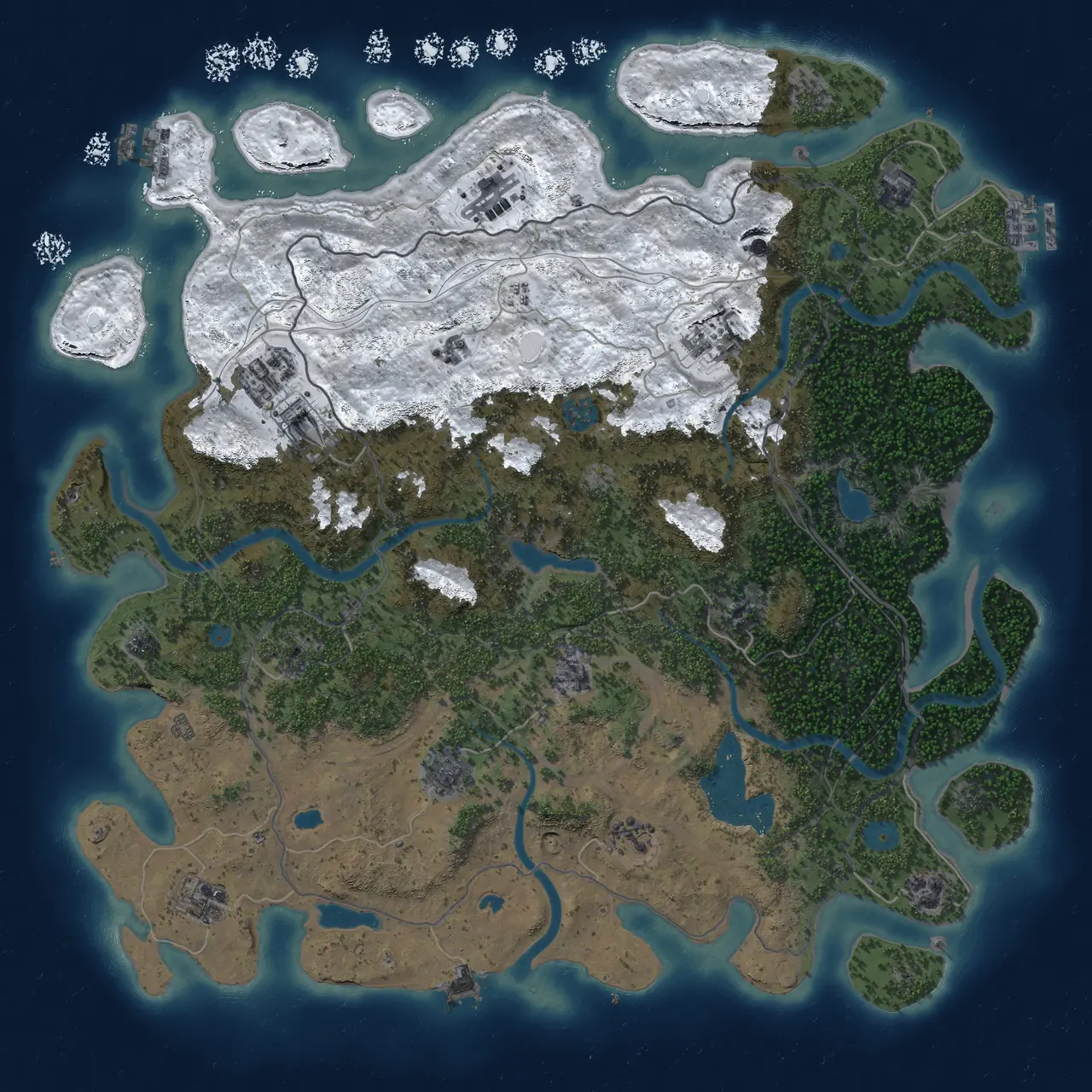 Rust Map: Procedural Map, Size: 4800, Seed: 956306104, 19 Monuments