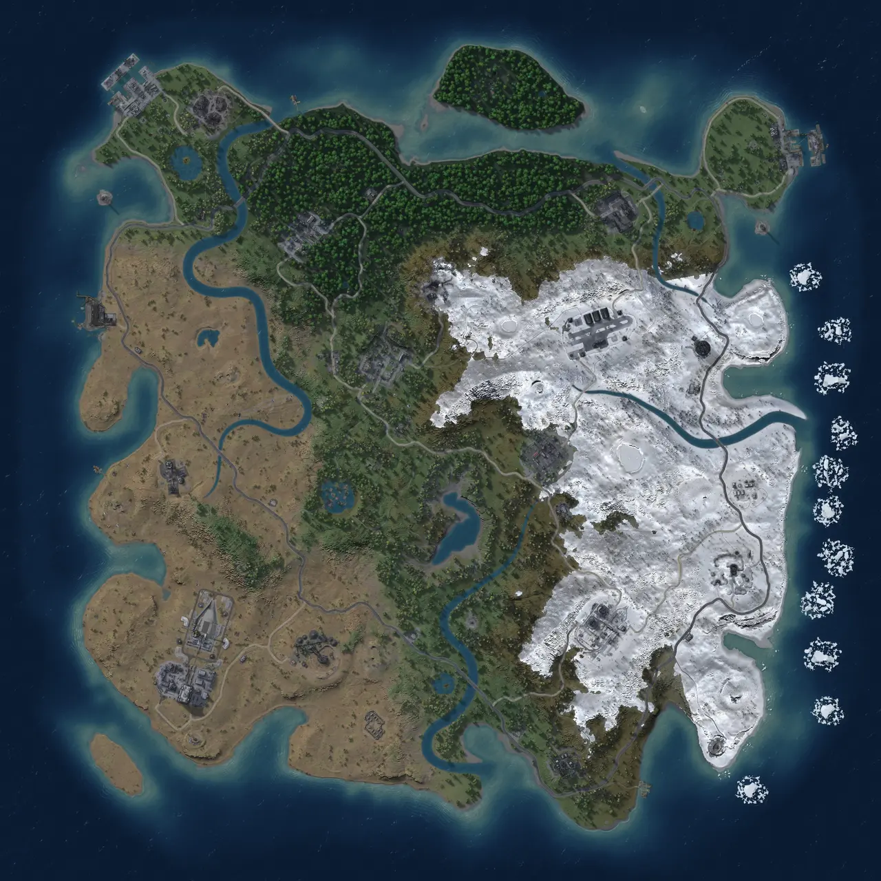 Rust Map: Procedural Map, Size: 4000, Seed: 885405370, 19 Monuments
