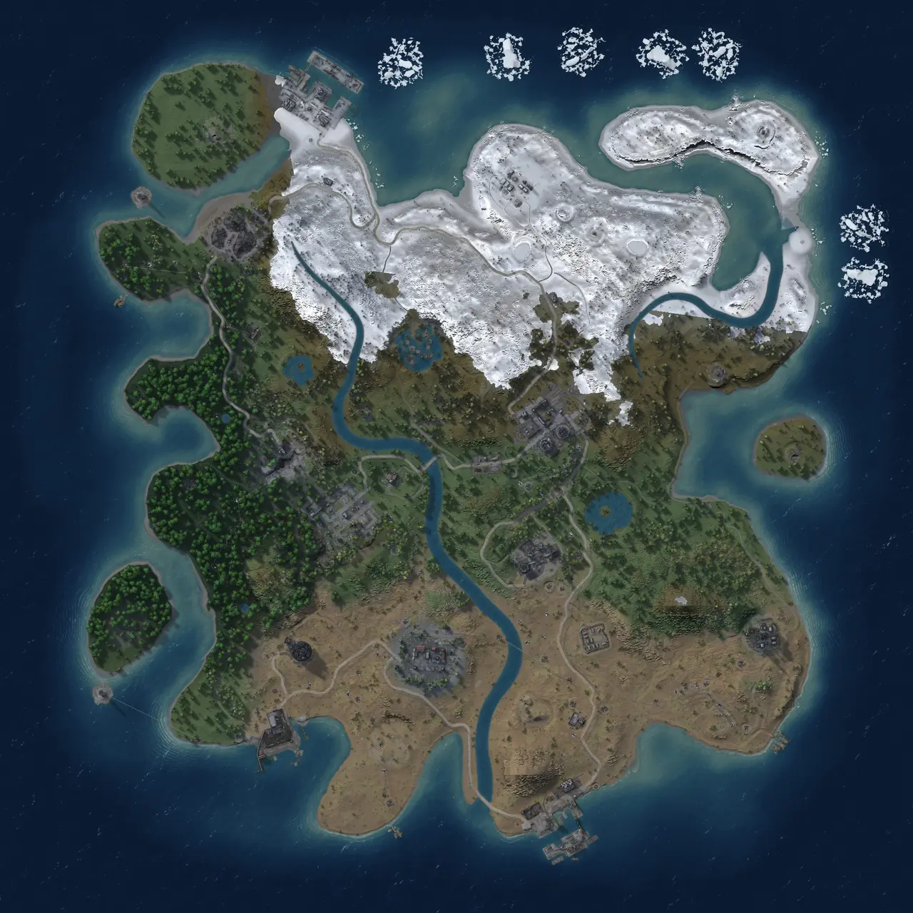 Rust Map: Procedural Map, Size: 3100, Seed: 130000, 14 Monuments
