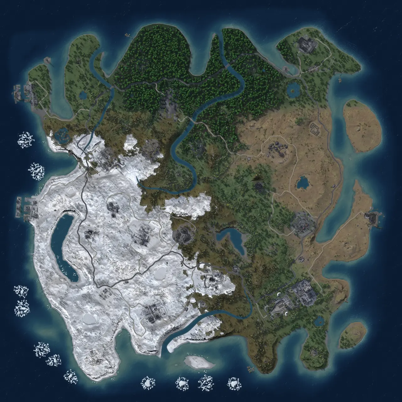 Rust Map: Procedural Map, Size: 4000, Seed: 314248, 19 Monuments