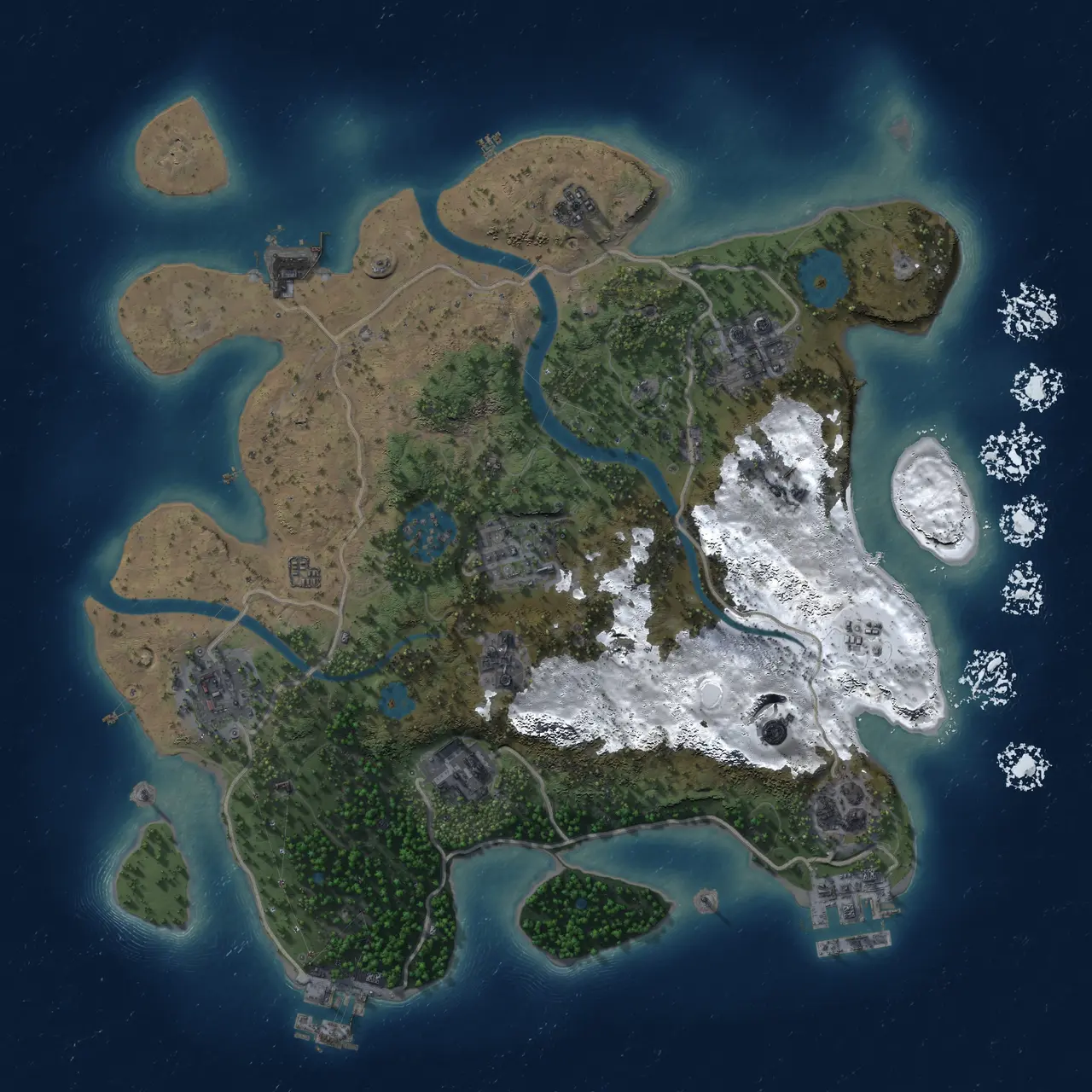 Rust Map: Procedural Map, Size: 3000, Seed: 396664, 14 Monuments