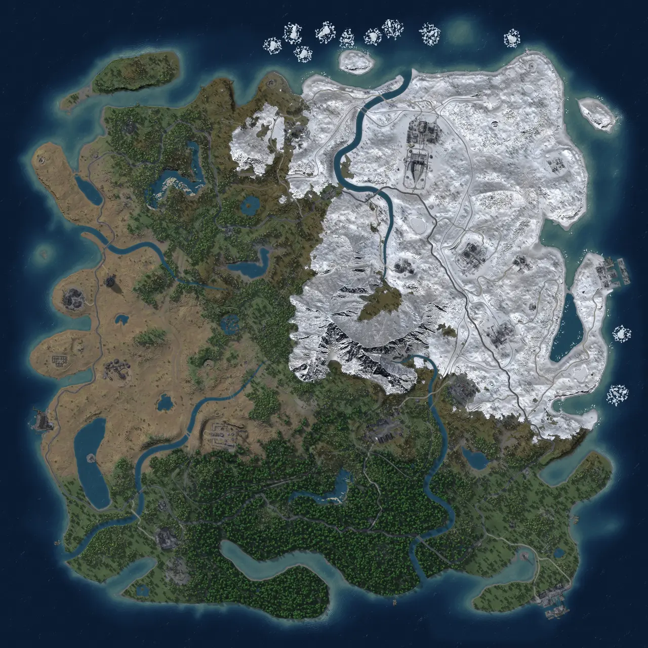 Rust Map: Procedural Map, Size: 5000, Seed: 19455761, 19 Monuments