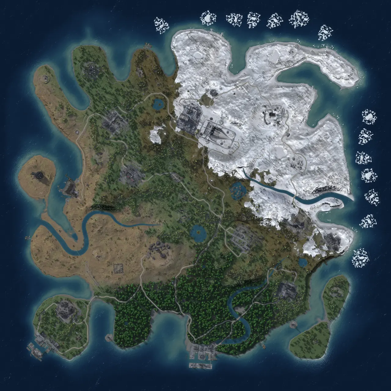 Rust Map: Procedural Map, Size: 3500, Seed: 169782610, 17 Monuments
