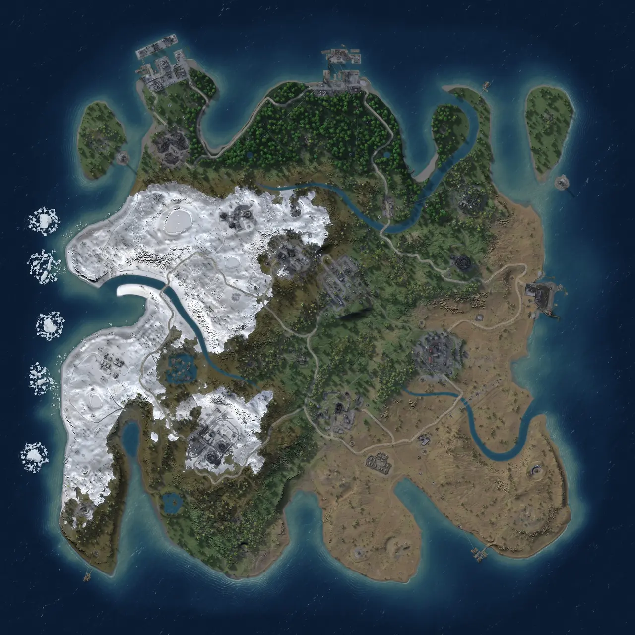 Rust Map: Procedural Map, Size: 3000, Seed: 1305801890, 15 Monuments