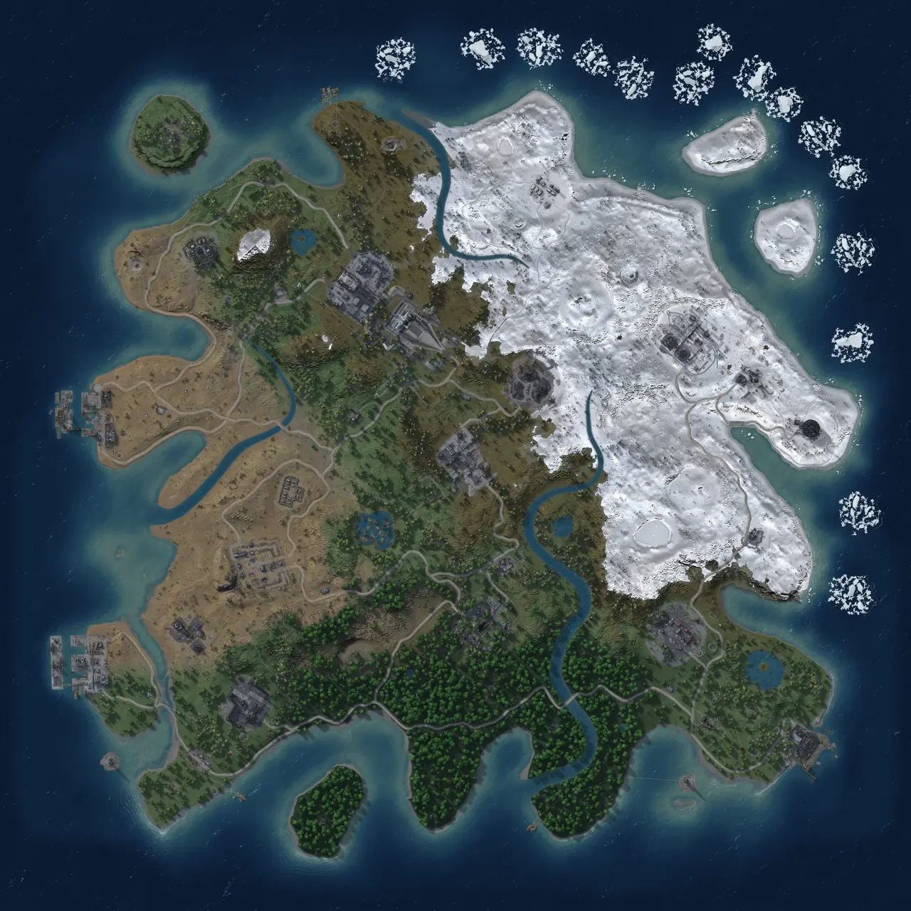 Rust Map: Procedural Map, Size: 3500, Seed: 1529418636, 17 Monuments