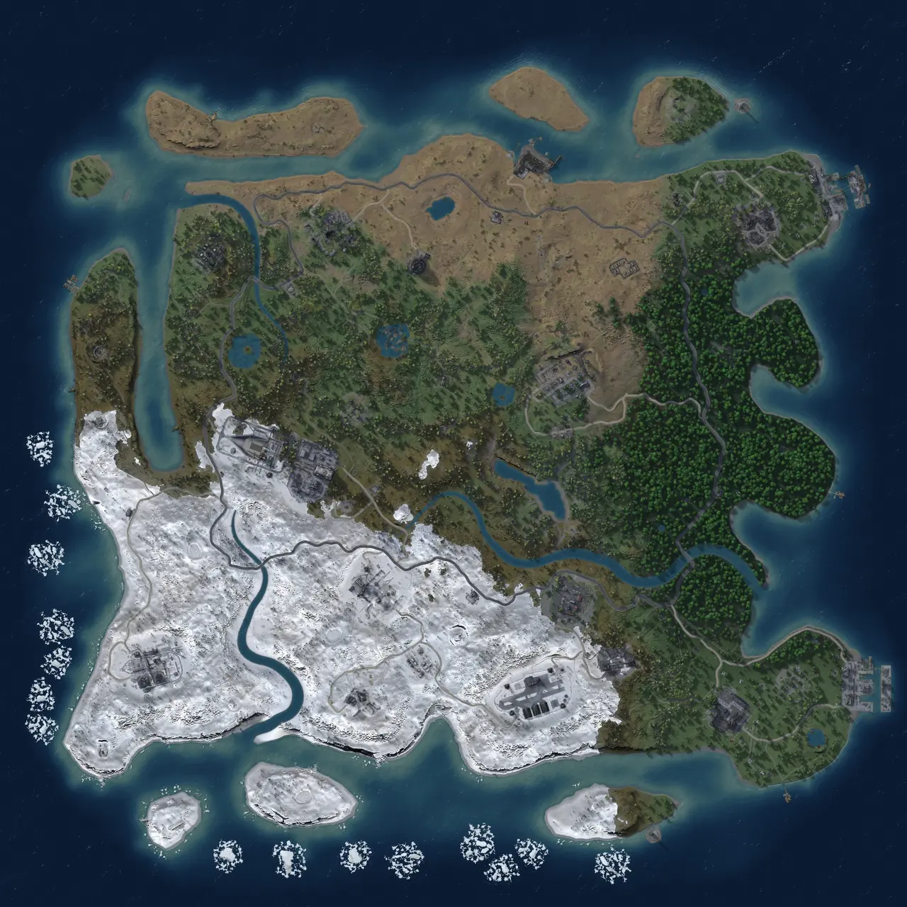 Rust Map: Procedural Map, Size: 4000, Seed: 2469965, 18 Monuments