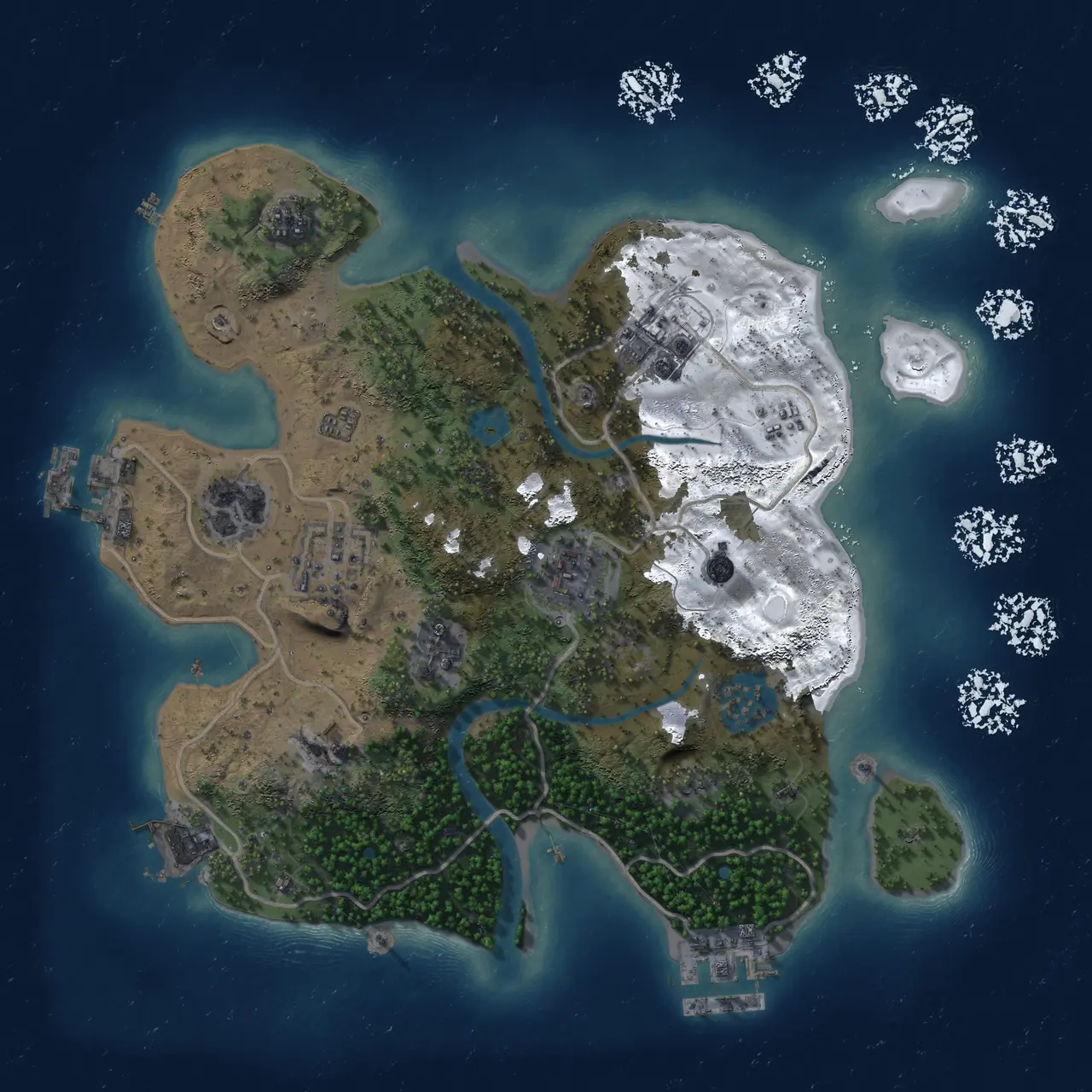 Rust Map: Procedural Map, Size: 2750, Seed: 9041, 14 Monuments
