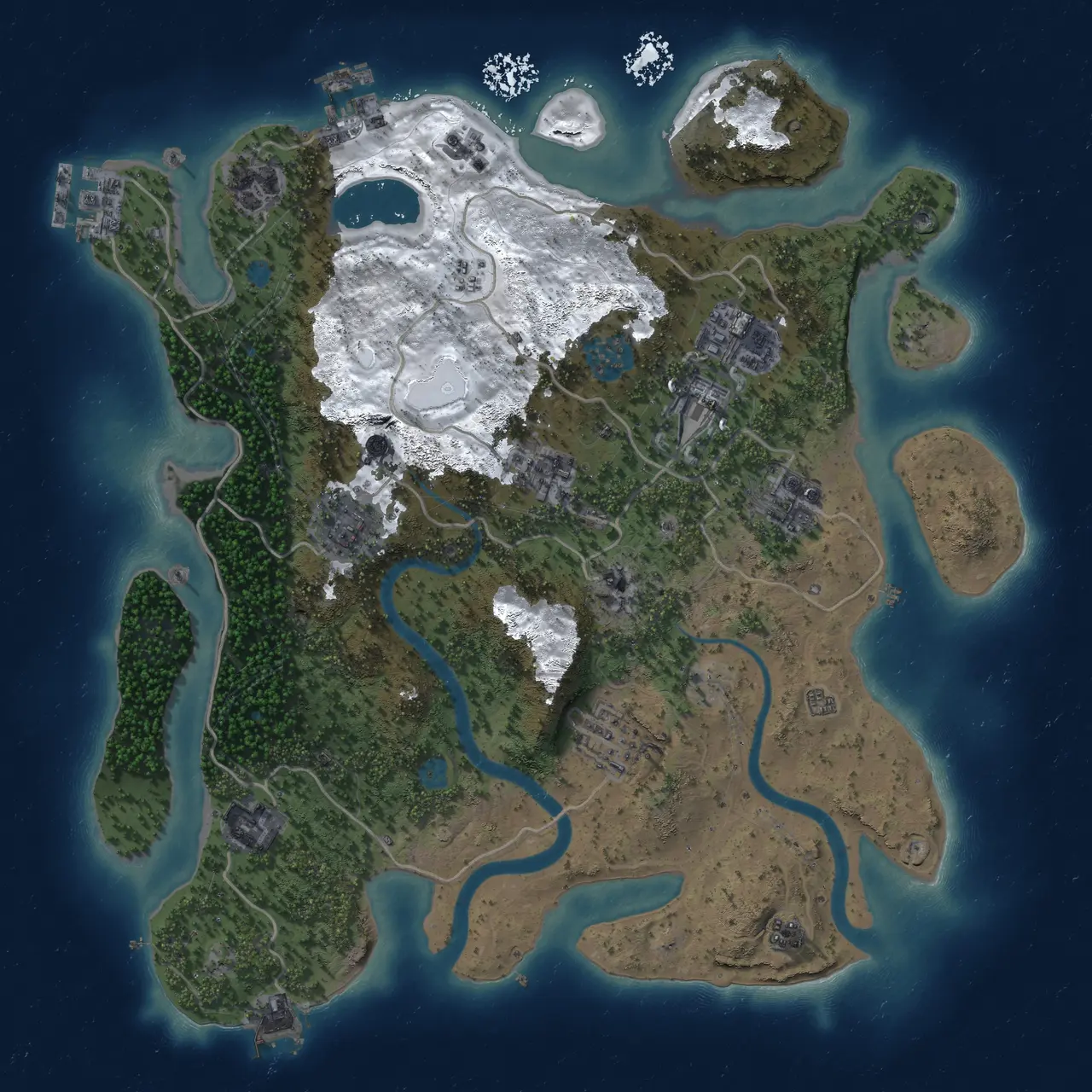 Rust Map: Procedural Map, Size: 3500, Seed: 895292099, 16 Monuments