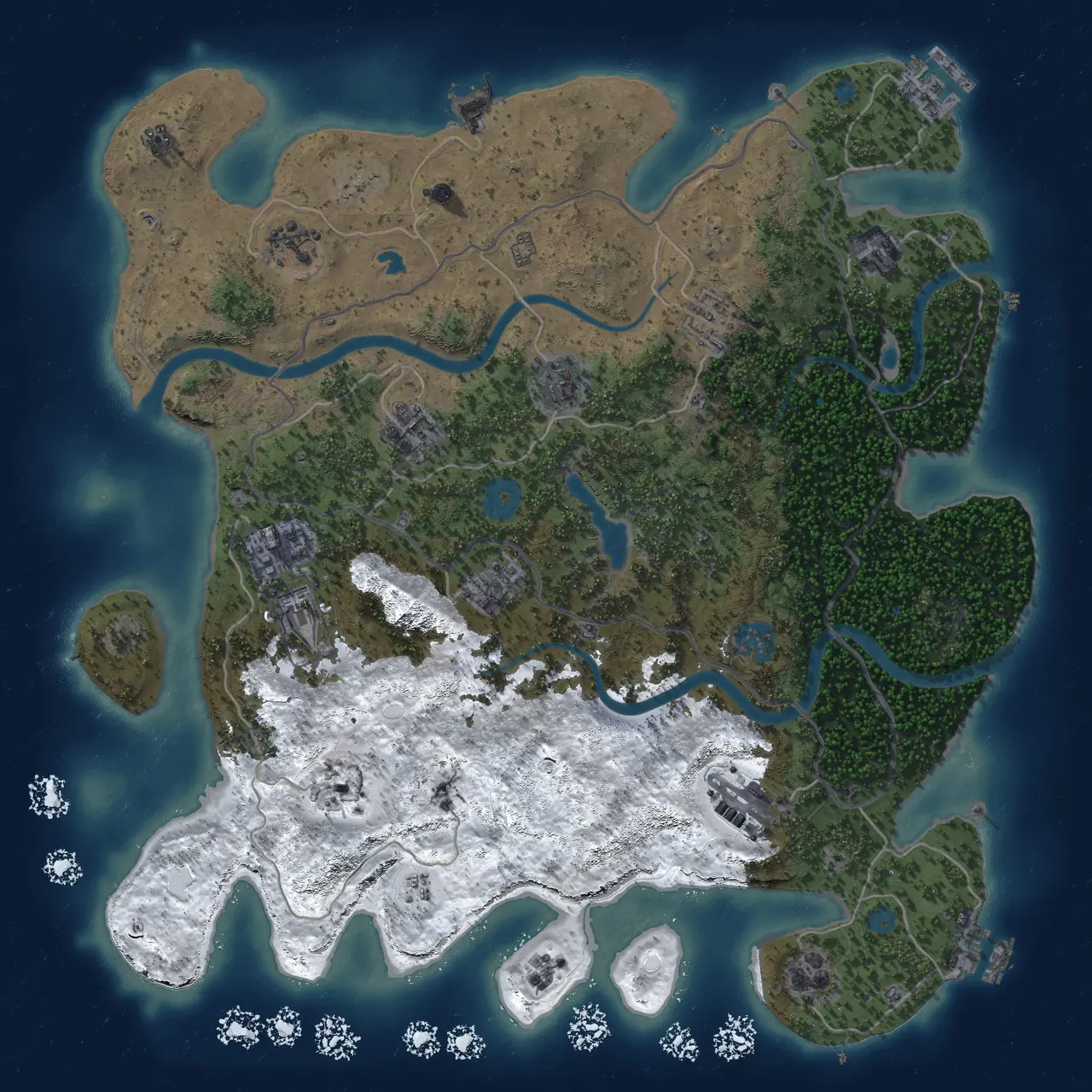 Rust Map: Procedural Map, Size: 4000, Seed: 7725551, 19 Monuments