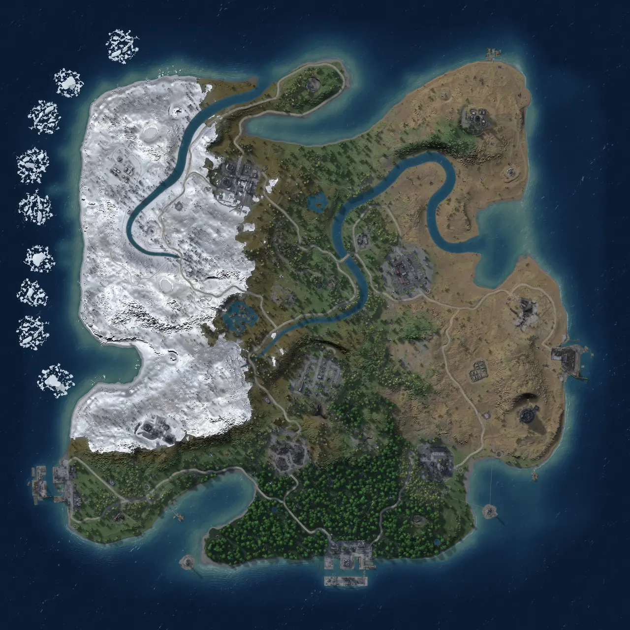 Rust Map: Procedural Map, Size: 3000, Seed: 101705999, 14 Monuments