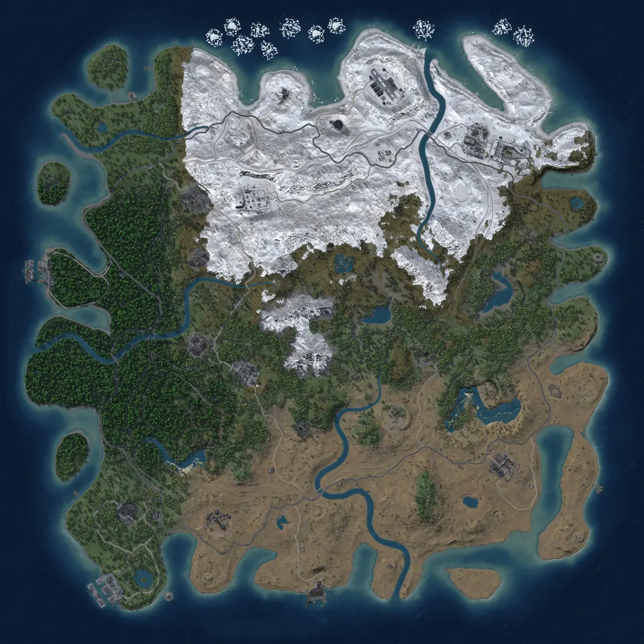 Rust Map: Procedural Map, Size: 5005, Seed: 1, 19 Monuments