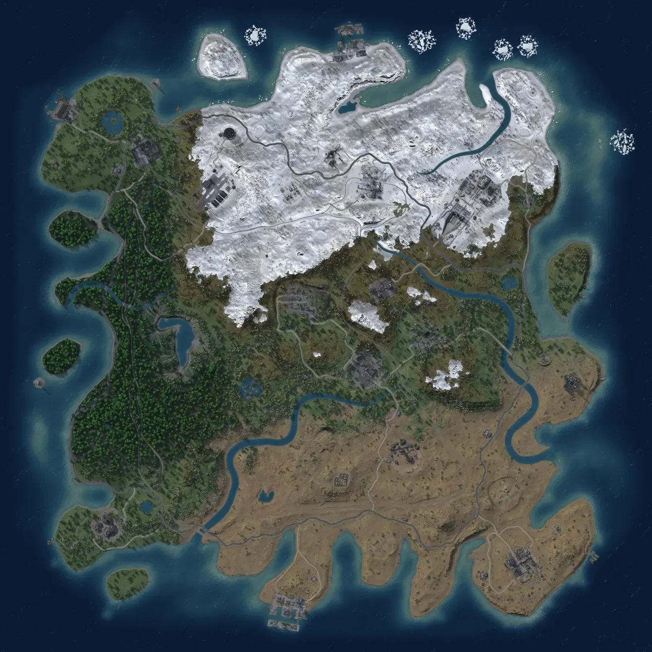Rust Map: Procedural Map, Size: 4250, Seed: 518199816, 19 Monuments