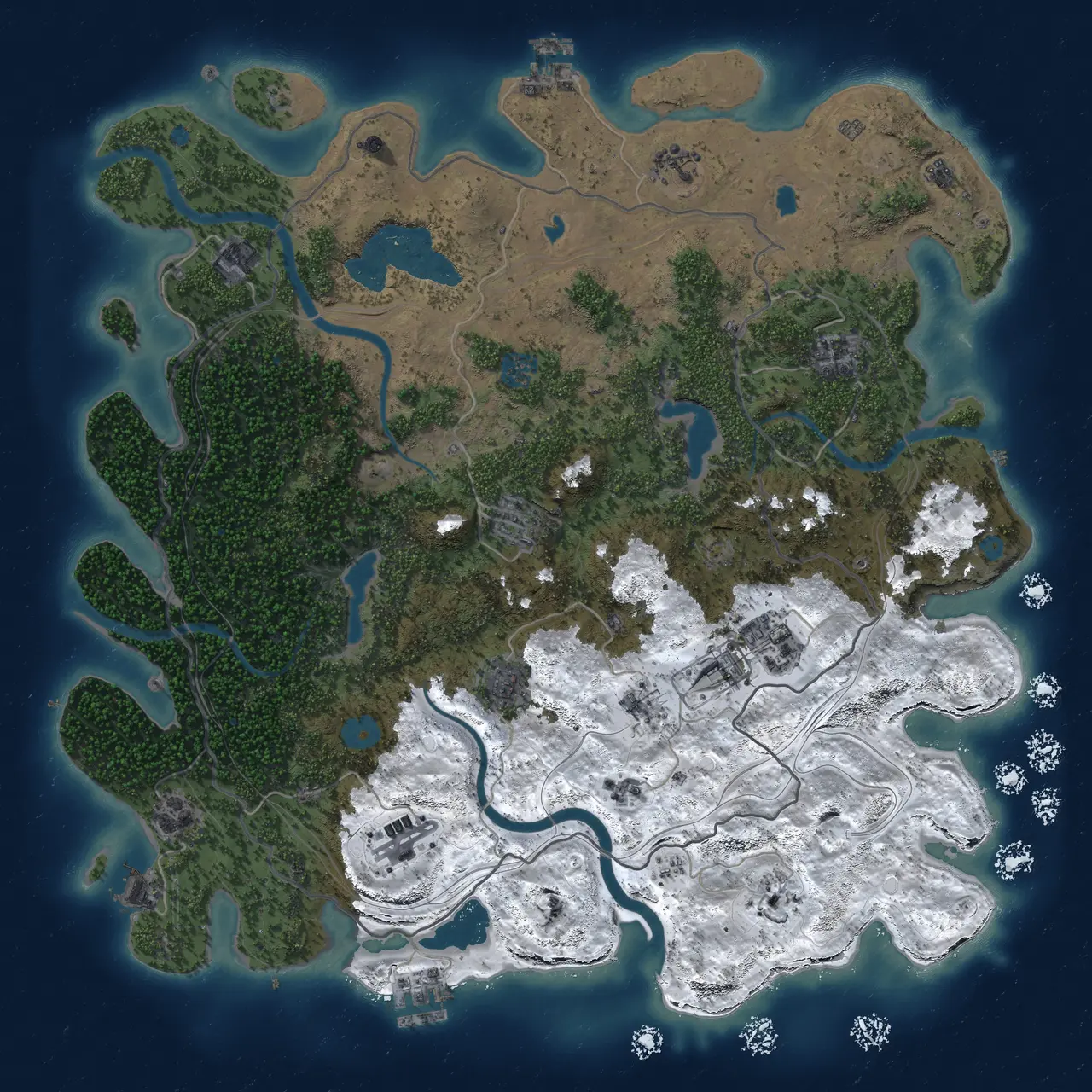 Rust Map: Procedural Map, Size: 4500, Seed: 1118566306, 19 Monuments