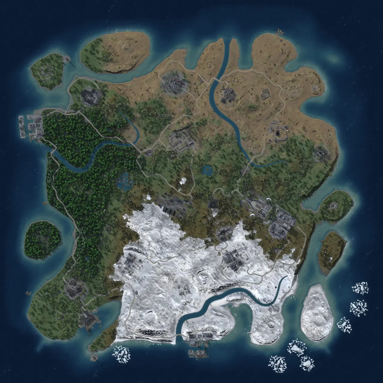 Rust Map: Procedural Map, Size: 3500, Seed: 59572148, 18 Monuments
