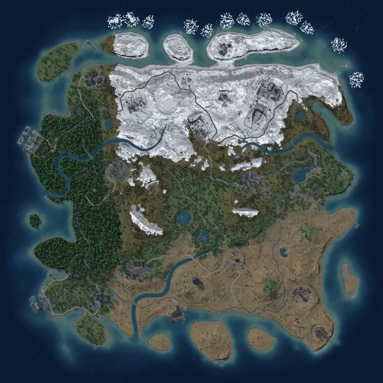 Rust Map: Procedural Map, Size: 4000, Seed: 1367813147, 19 Monuments