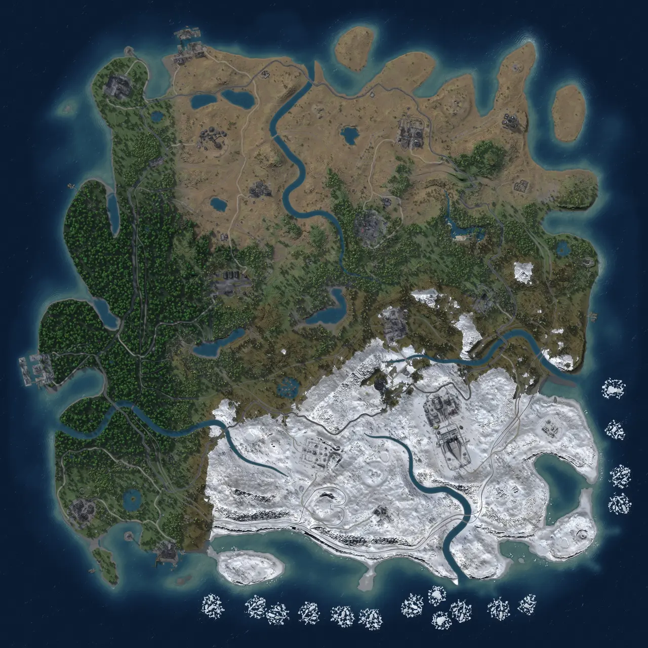 Rust Map: Procedural Map, Size: 4600, Seed: 2000785684, 19 Monuments