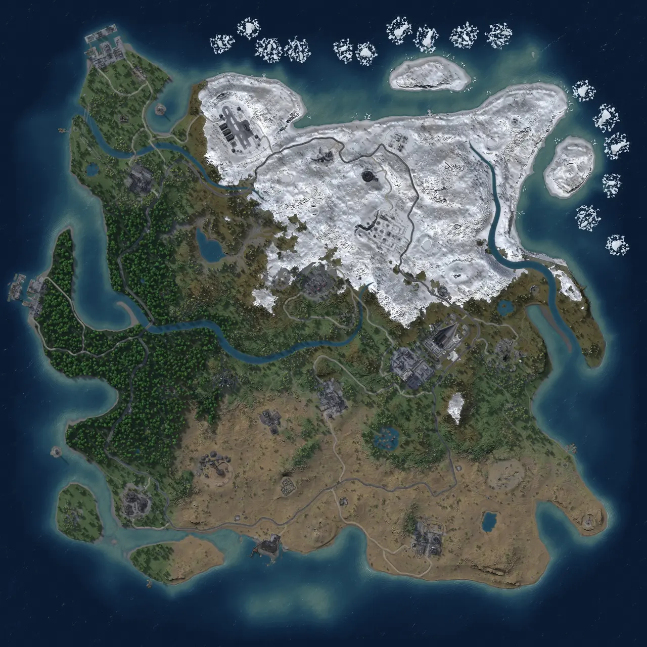 Rust Map: Procedural Map, Size: 4000, Seed: 846678, 19 Monuments
