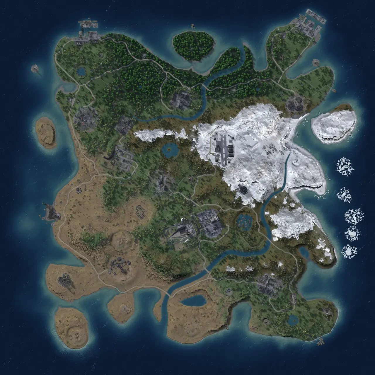 Rust Map: Procedural Map, Size: 3500, Seed: 1831149917, 17 Monuments
