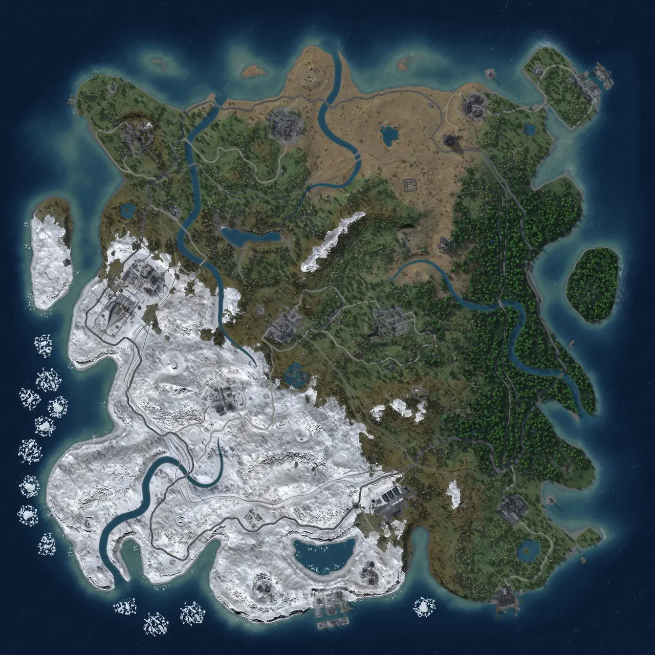 Rust Map: Procedural Map, Size: 4250, Seed: 1755789969, 18 Monuments