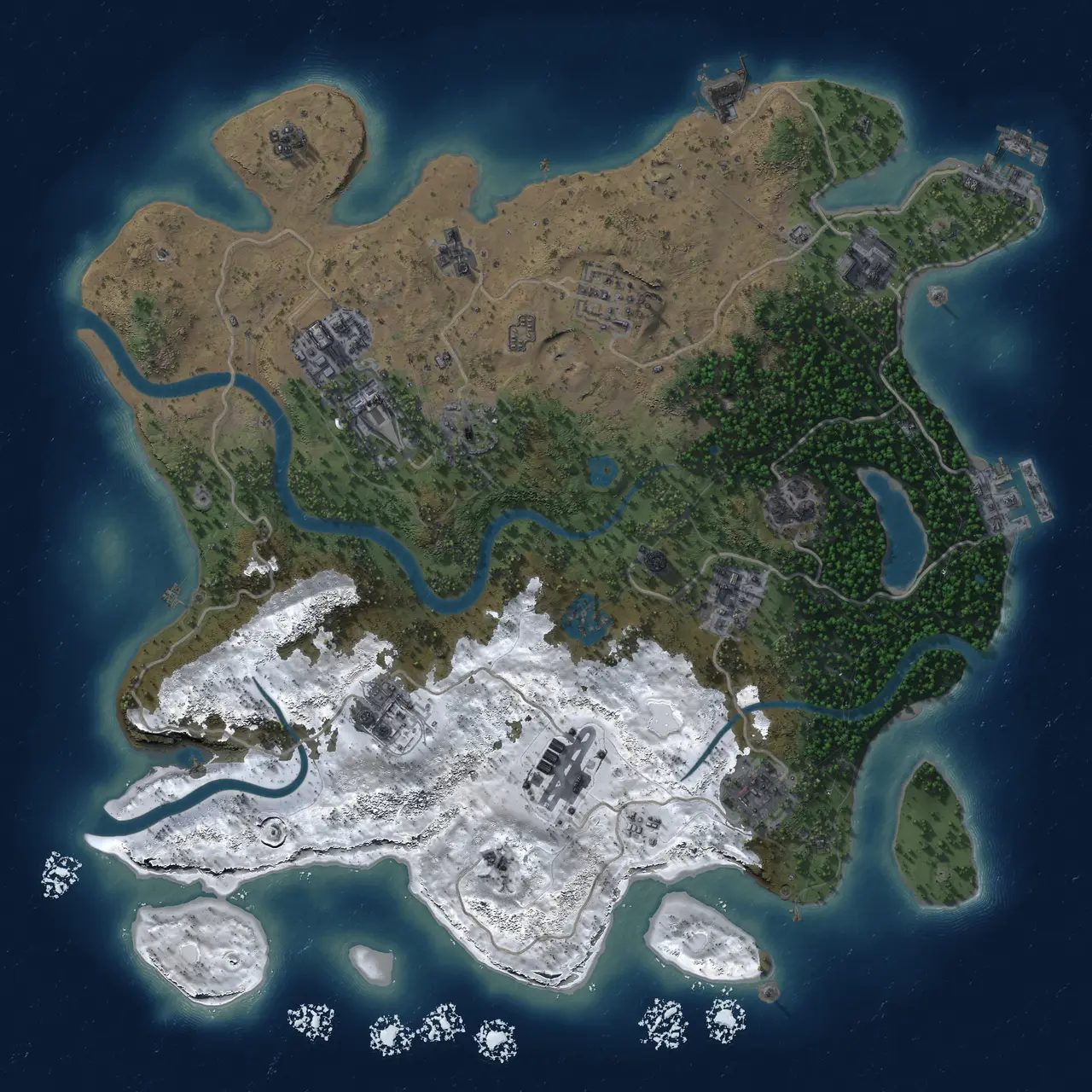 Rust Map: Procedural Map, Size: 3500, Seed: 2020874253, 18 Monuments