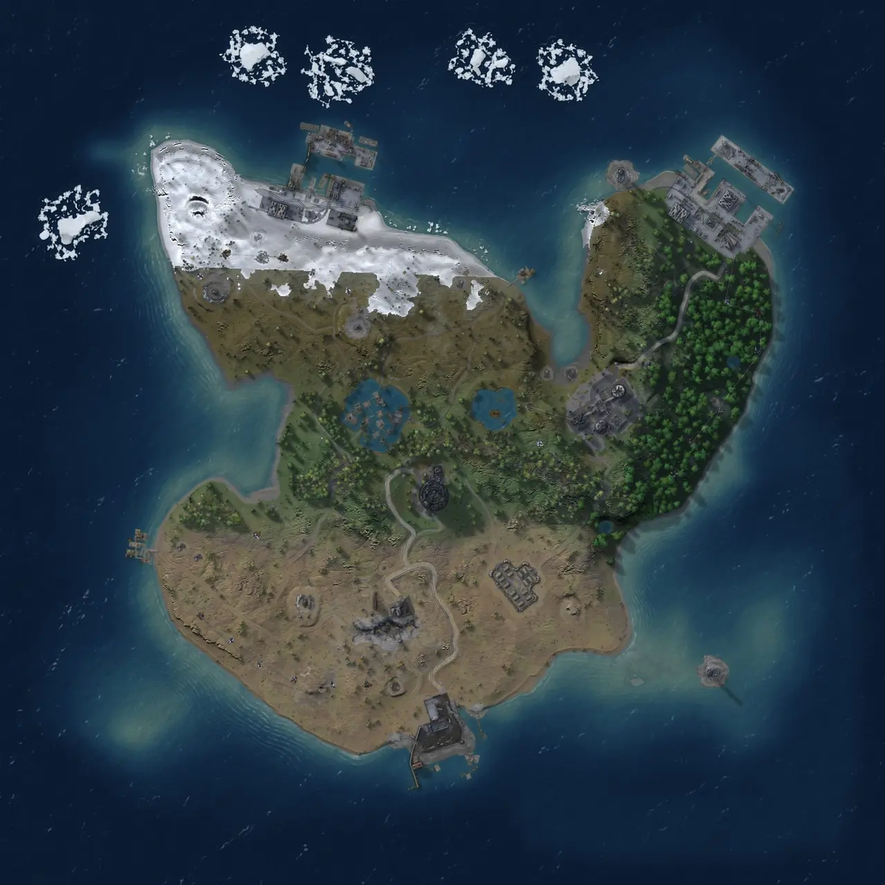 Rust Map: Procedural Map, Size: 2000, Seed: 88929413, 8 Monuments