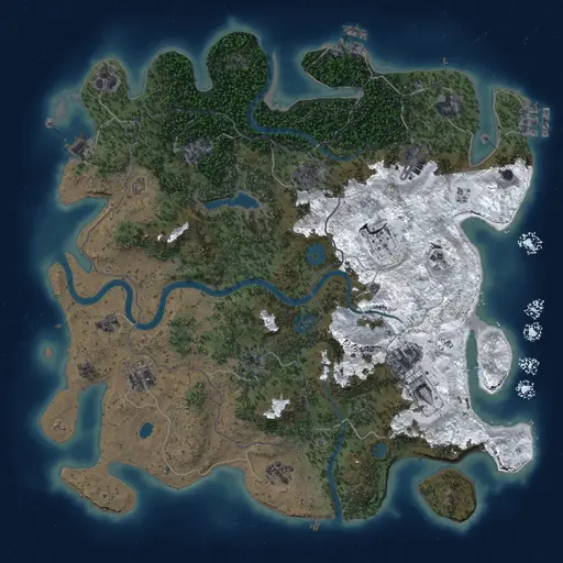 Thumbnail Rust Map: Procedural Map, Size: 4000, Seed: 998221, 19 Monuments