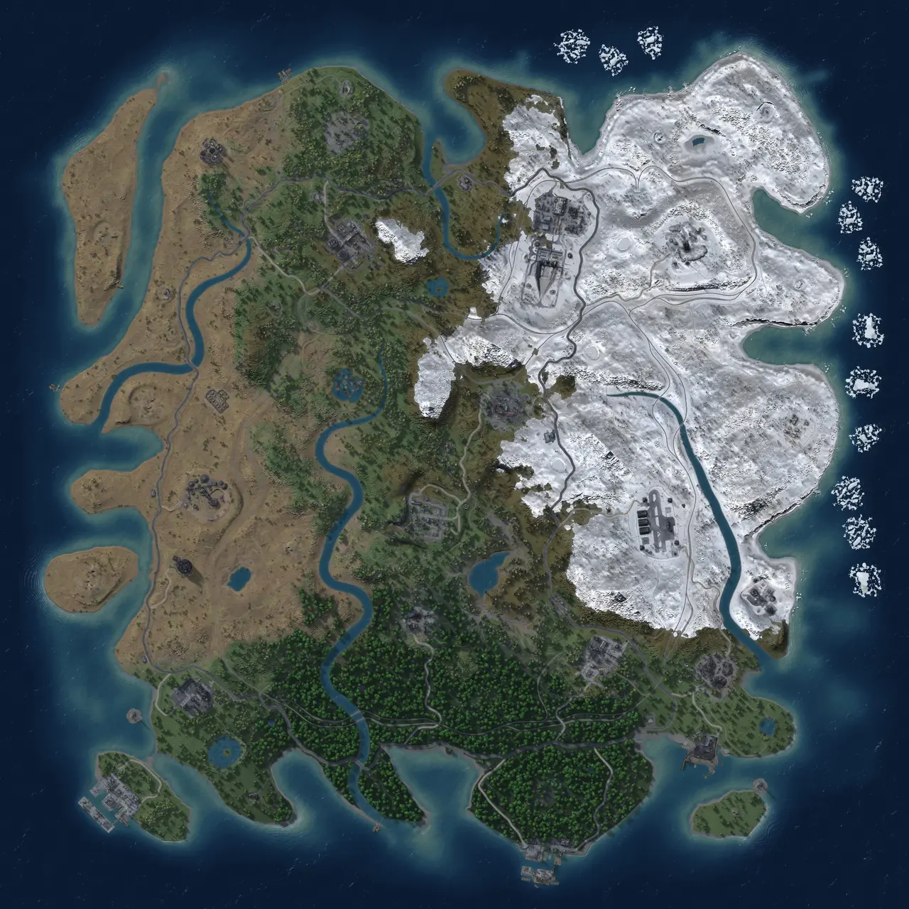Rust Map: Procedural Map, Size: 4300, Seed: 1264281748, 19 Monuments