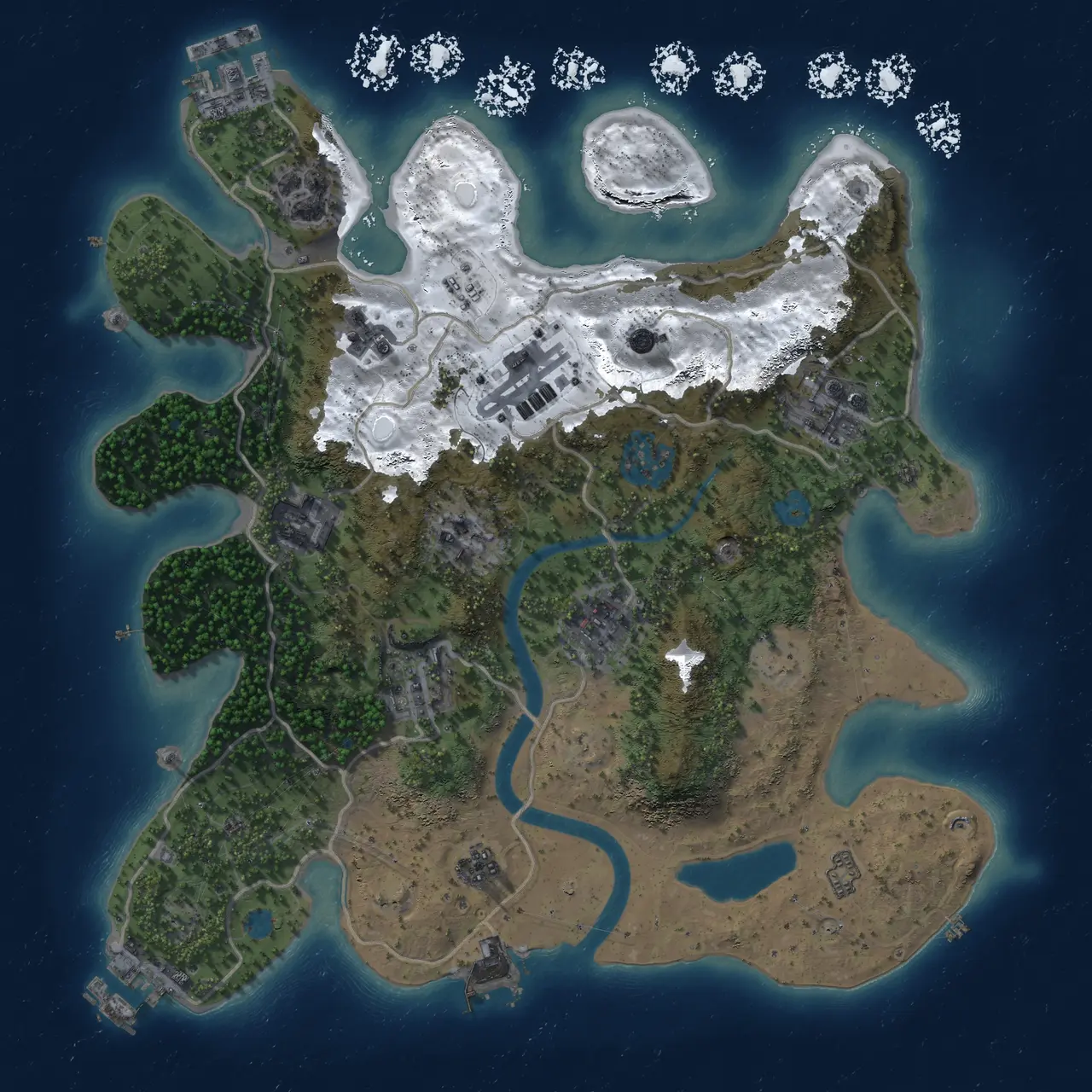 Rust Map: Procedural Map, Size: 3000, Seed: 1484816513, 15 Monuments