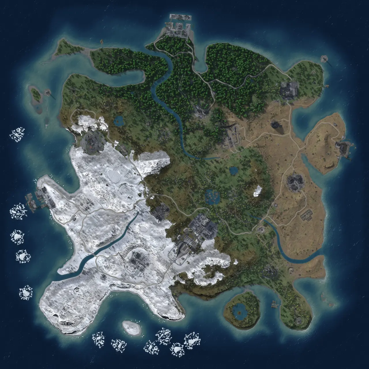 Rust Map: Procedural Map, Size: 3500, Seed: 10943828, 15 Monuments