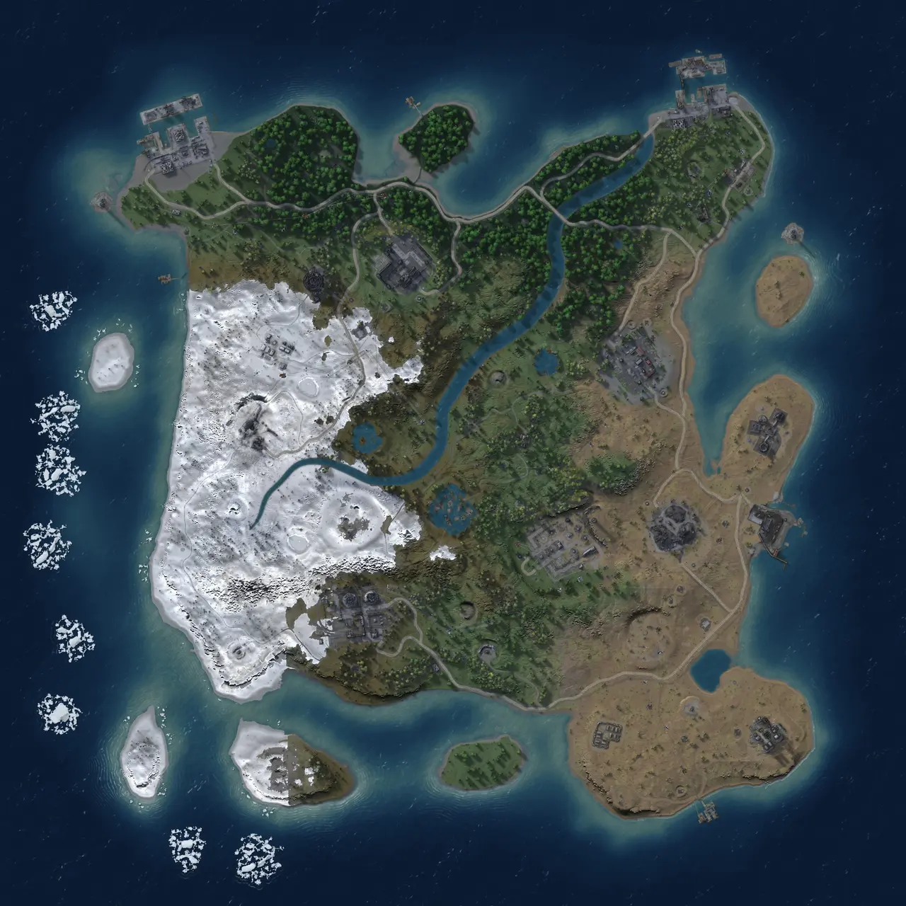 Rust Map: Procedural Map, Size: 3000, Seed: 1319908872, 14 Monuments