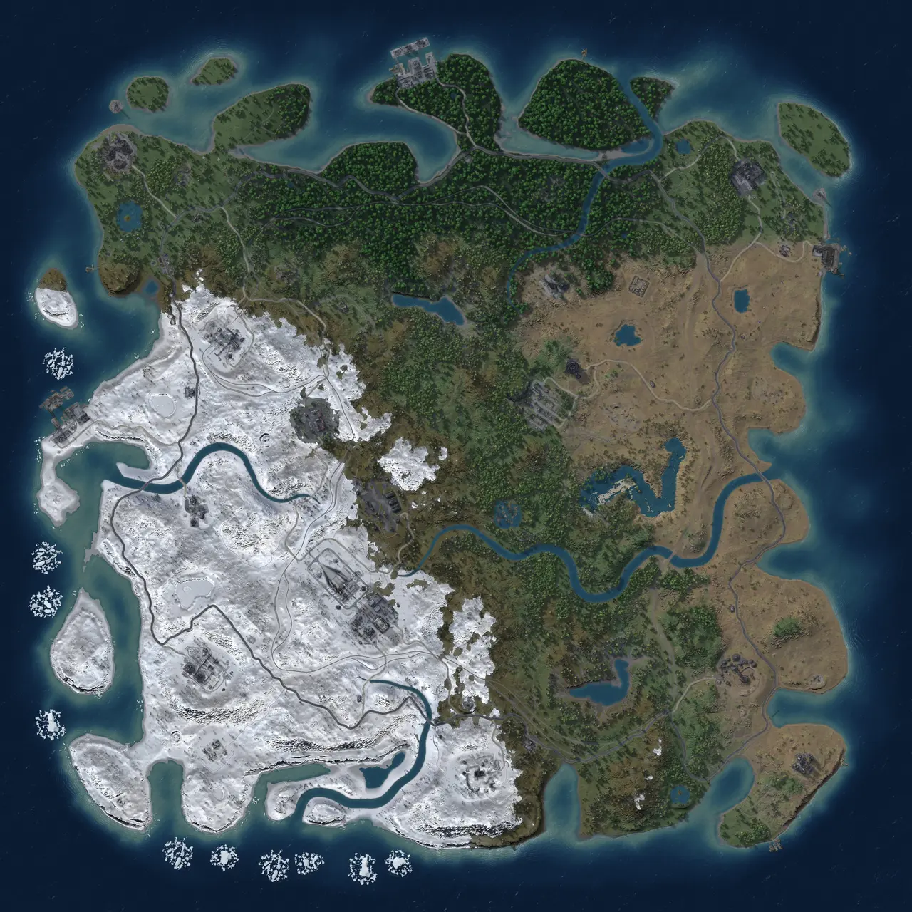 Rust Map: Procedural Map, Size: 4750, Seed: 1097361546, 19 Monuments
