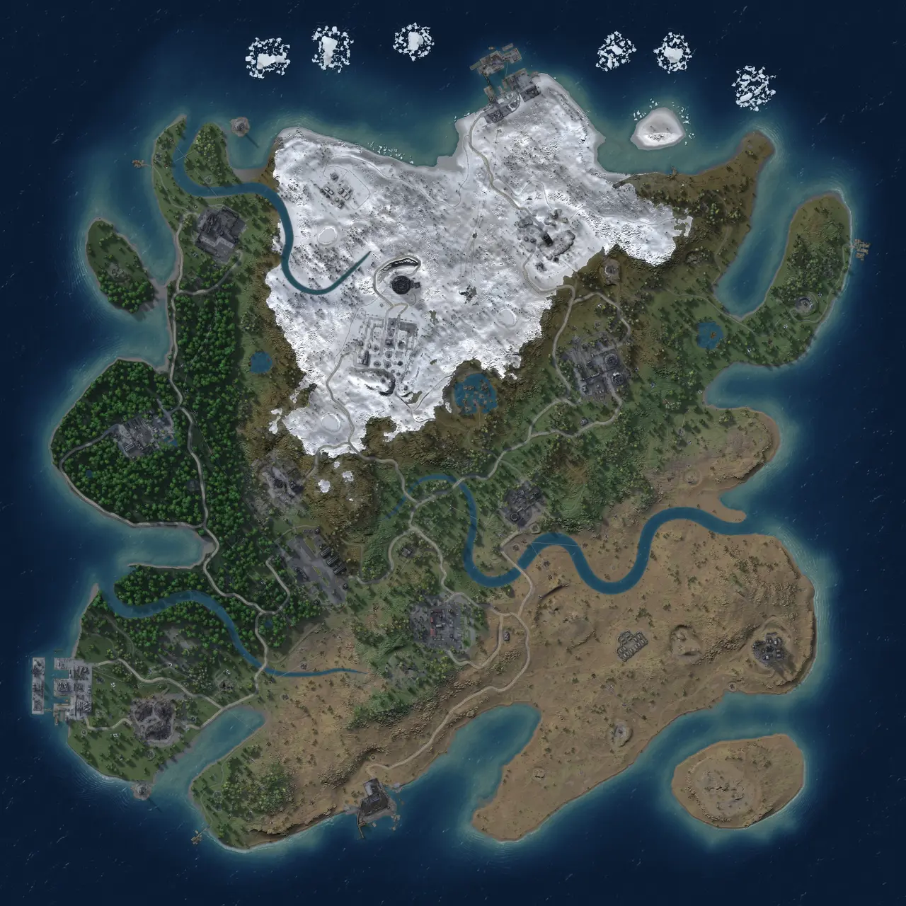 Rust Map: Procedural Map, Size: 3300, Seed: 869227389, 17 Monuments