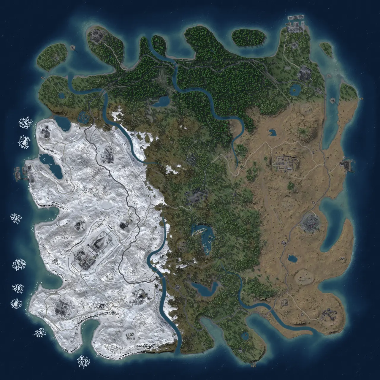 Rust Map: Procedural Map, Size: 4800, Seed: 1100514711, 19 Monuments