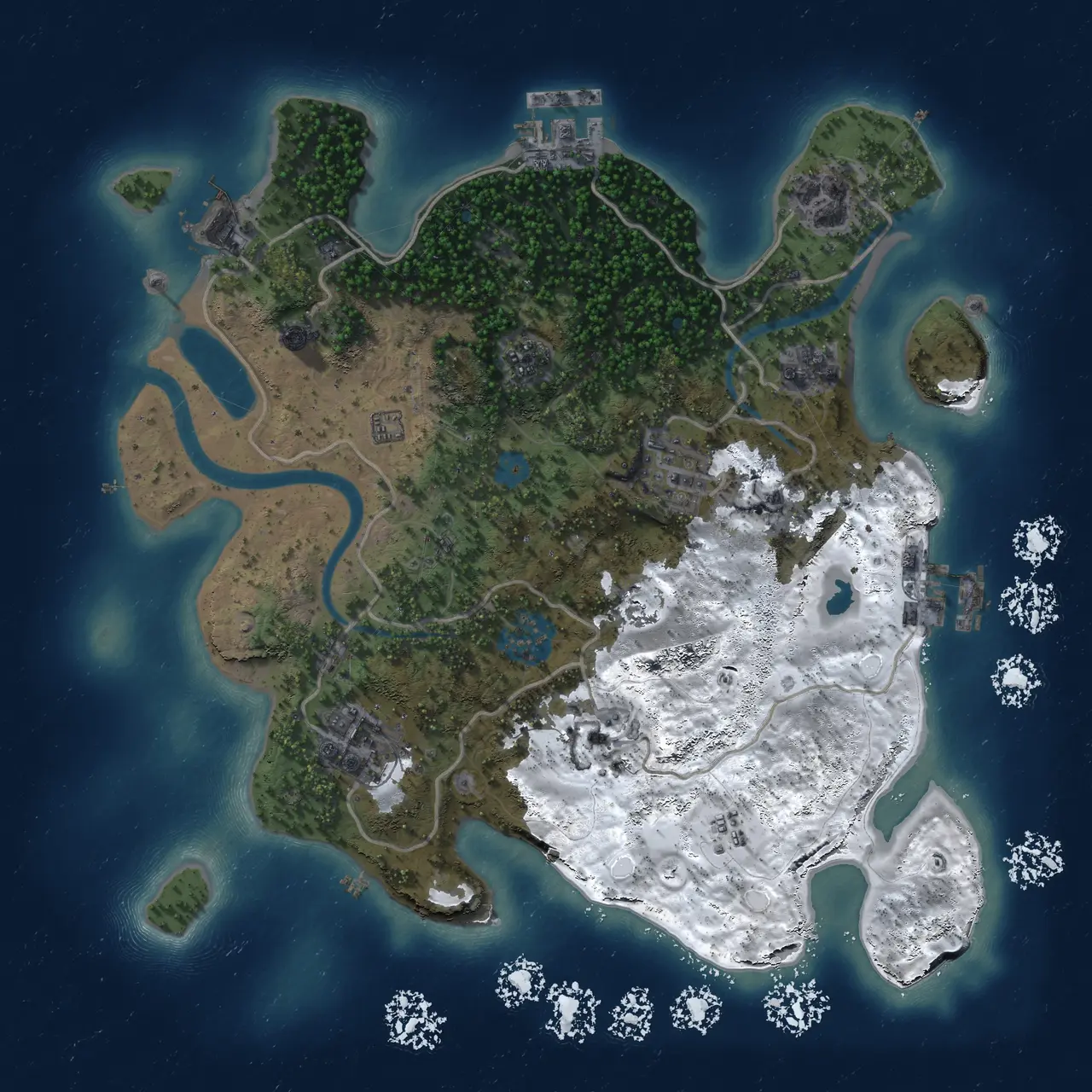 Rust Map: Procedural Map, Size: 3000, Seed: 62564, 14 Monuments
