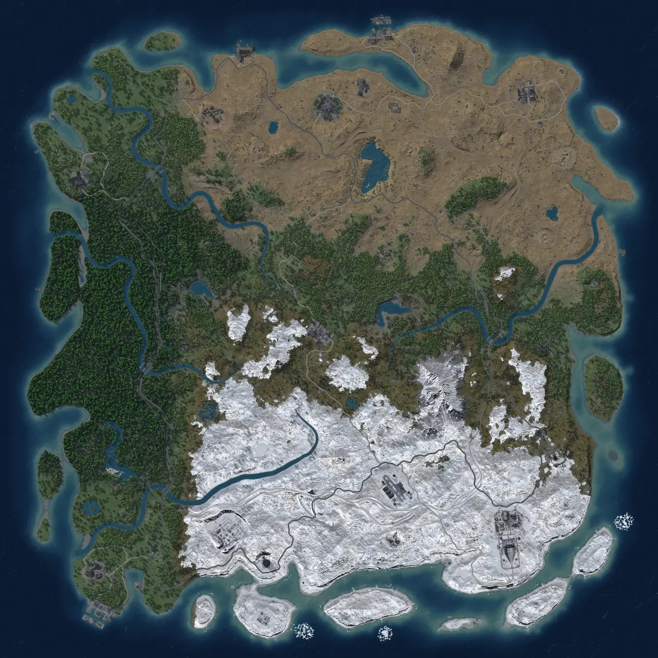 Rust Map: Procedural Map, Size: 6000, Seed: 30409, 19 Monuments
