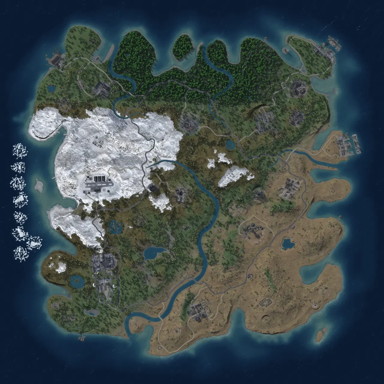 Rust Map: Procedural Map, Size: 4000, Seed: 2019206535, 18 Monuments