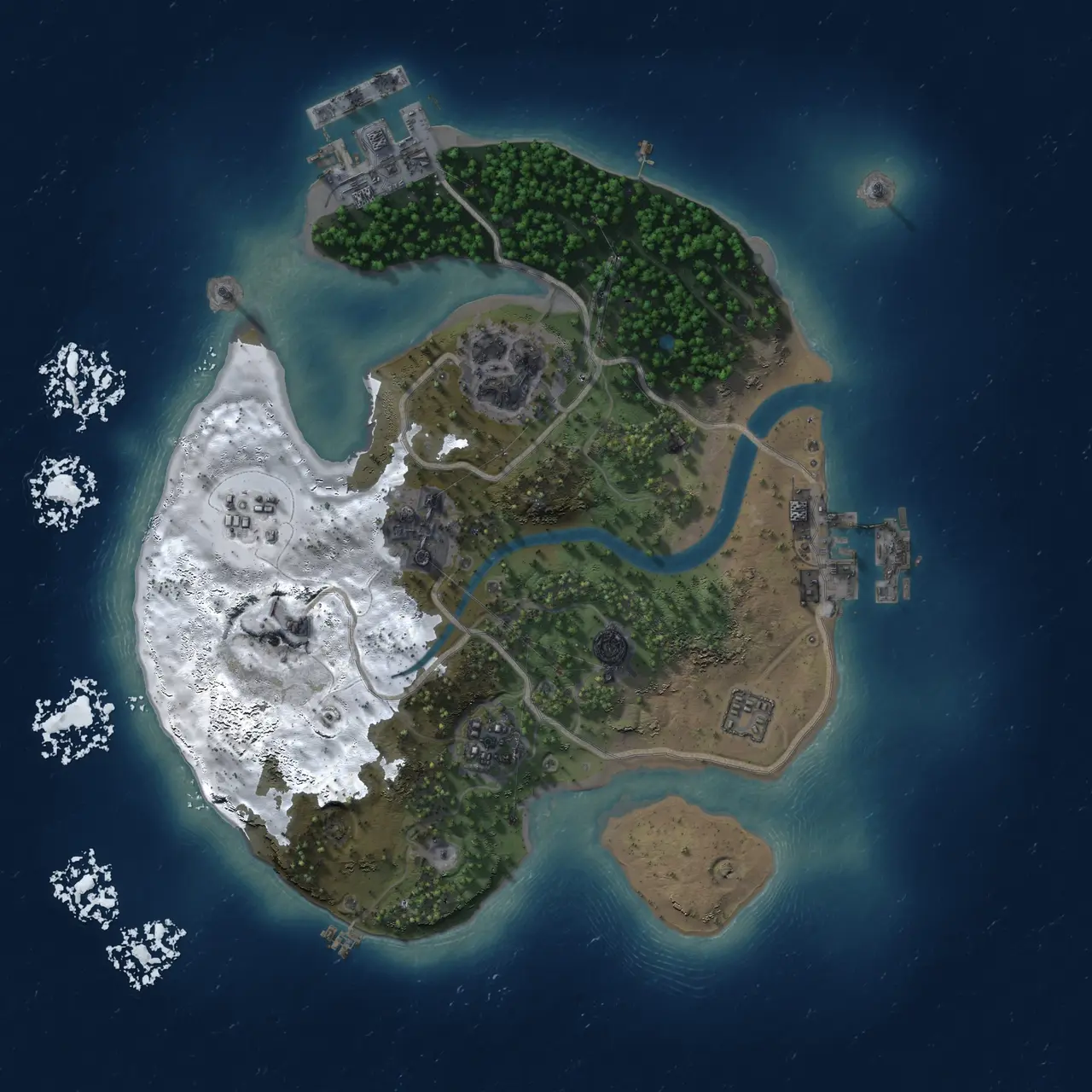 Rust Map: Procedural Map, Size: 2112, Seed: 662852897, 10 Monuments